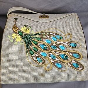 Embroidered Peacock Handbag